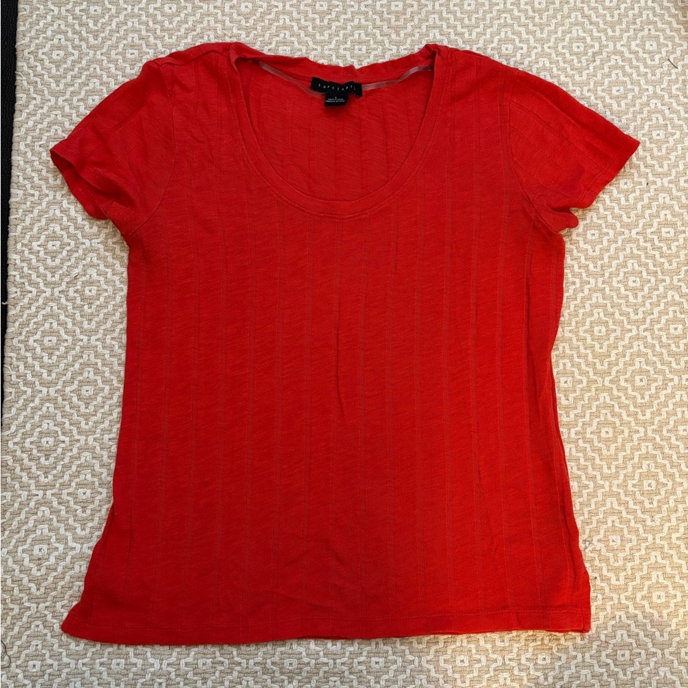 Sanctuary Red Scoop Neck Short Sleeve Tee sz large